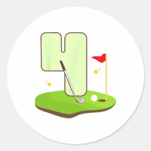 4e Golf Verjaardag Golfer 4 jaar oud Bday Party Ki Ronde Sticker