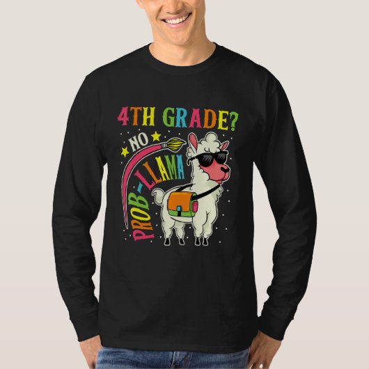 4e graad geen prob llama terug naar school eerste t-shirt (Voorkant)