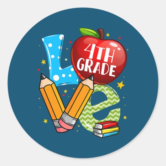4e graad liefde terug naar school leraar student ronde sticker (Voorkant)