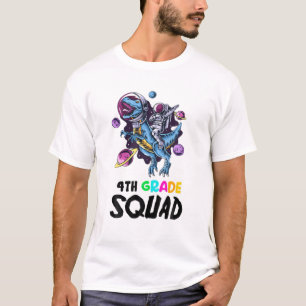 4e graad SQUAD Funny Astronaut Riding Rex leraar T-shirt