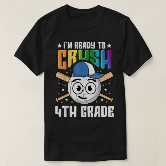 4e graad terug naar school Shirt honkbal eerste da (Design voorkant)