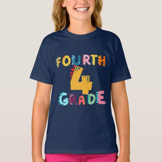 4e GRADE Dino Squad jongens Meisjes leraar B2S T-shirt (Voorkant)
