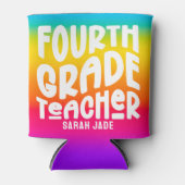 4e Grade Docent Kleurrijke Gradient Custom Blikjeskoeler (Voorkant)