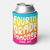 4e Grade Docent Kleurrijke Gradient Custom Blikjeskoeler (Blikje Achterkant)