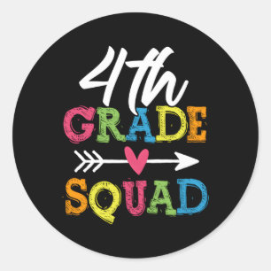 4e Grade Squad Fourth Teacher Studenteam Terug T Ronde Sticker