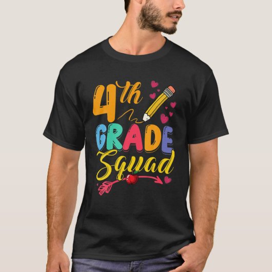 4e Grade Squad Fourth Teacher Studenteam Terug T T-shirt (Voorkant)