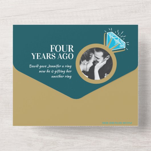 4e huwelijksjubileum diner blauwe topazen ring all all in one uitnodiging (Achterkant)