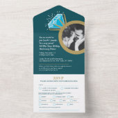 4e huwelijksjubileum diner blauwe topazen ring all in one uitnodiging (Binnen)