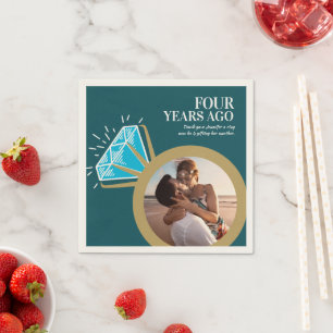 4e huwelijksverjaardag partij gouden ring foto servet