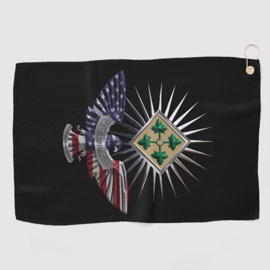 4e Infanteriedivisie Gepersonaliseerd Eagle Golfhanddoek (Horizontaal)