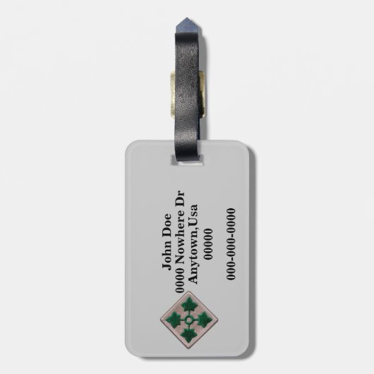 4e Infanteriedivisie Patch Bagage Label (Achterkant verticaal)