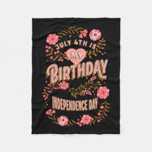 4e is mijn verjaardag Independence Day Floral Fleece Deken