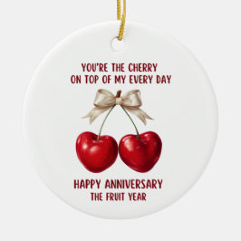 4e jubileumkaart, Fruit Jubileumornament Keramisch Ornament