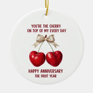 4e jubileumkaart, Fruit Jubileumornament Keramisch Ornament