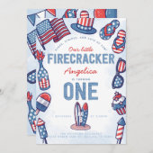 4e juli 1e uitnodiging van de Birthday Party (Voorkant / Achterkant)