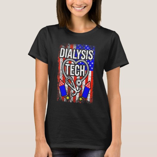 4e juli Amerikaanse dialyse van de vlag Stethoscop T-shirt (Voorkant)