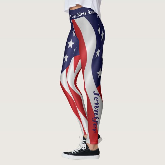 4e JULI Amerikaanse Flag Leggings Jouw naam Parade (Links)