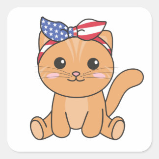 4e juli Amerikaanse kat voor kinderen die de kat v Vierkante Sticker