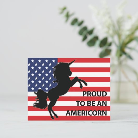 4e juli Amerikaanse patriottische unicorn Verenigd Briefkaart (Staand voorkant)
