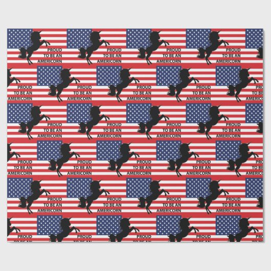 4e juli Amerikaanse patriottische unicorn Verenigd Cadeaupapier (Vlak)