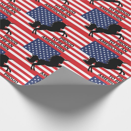 4e juli Amerikaanse patriottische unicorn Verenigd Cadeaupapier (Hoek)