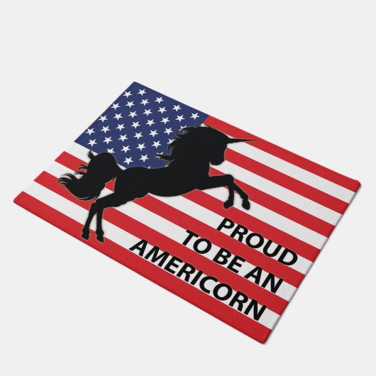 4e juli Amerikaanse patriottische unicorn Verenigd Deurmat (Schuin)