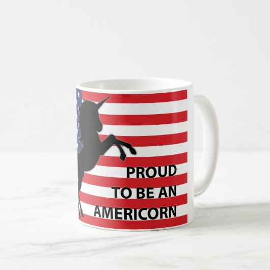 4e juli Amerikaanse patriottische unicorn Verenigd Koffiemok (Voorkant rechts)