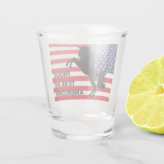 4e juli Amerikaanse patriottische unicorn Verenigd Shot Glas (Achterkant)