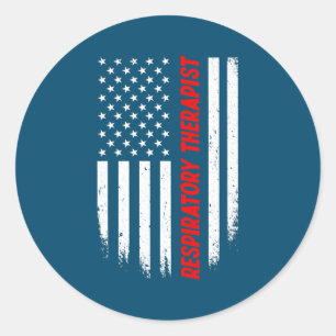 4e juli Amerikaanse vlag Ademhalingstherapie Ronde Sticker