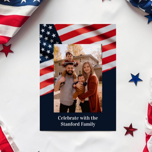 4e juli Amerikaanse vlag met familiefoto Kaart