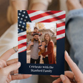 4e juli Amerikaanse vlag met familiefoto Kaart