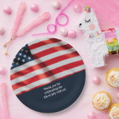 4e juli Amerikaanse vlag met familiefoto Papieren Bordje (Feest)