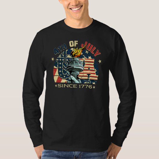 4e juli Amerikaanse vlag Patriottisch beeld van li T-shirt (Voorkant)