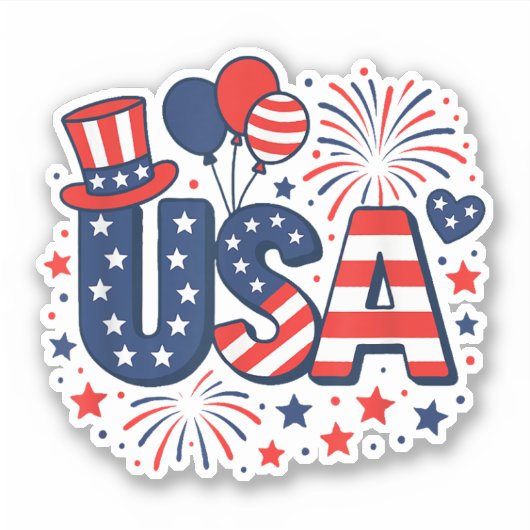 4e juli Amerikaanse vlag Sticker (Voorkant)