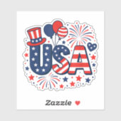 4e juli Amerikaanse vlag Sticker (Vel)