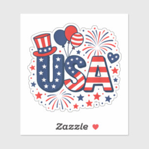 4e juli Amerikaanse vlag Sticker