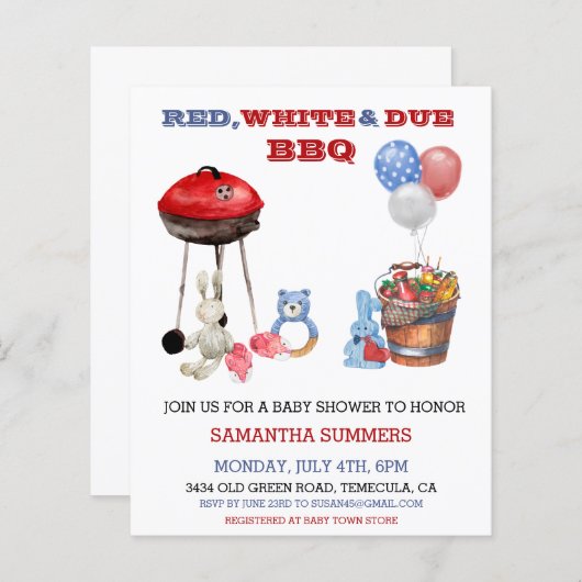 4e juli Baby shower Onafhankelijkheidsdag (Voorkant / Achterkant)