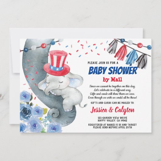 4e juli Baby shower per post Kaart (Voorkant)