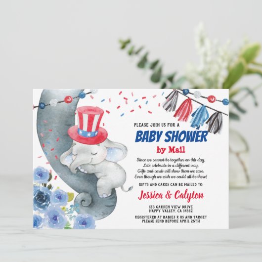 4e juli Baby shower per post Kaart (Staand voorkant)