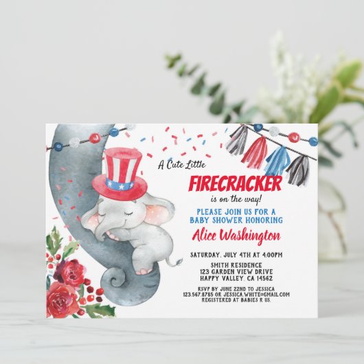 4e juli Baby shower uitnodiging (Staand voorkant)