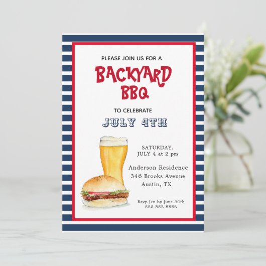 4e juli Backyard BBQ party Aankondiging (Staand voorkant)