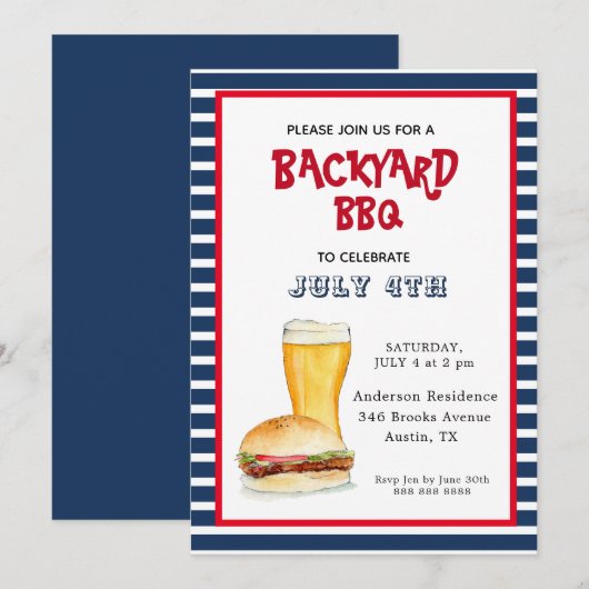 4e juli Backyard BBQ party Aankondiging (Voorkant / Achterkant)