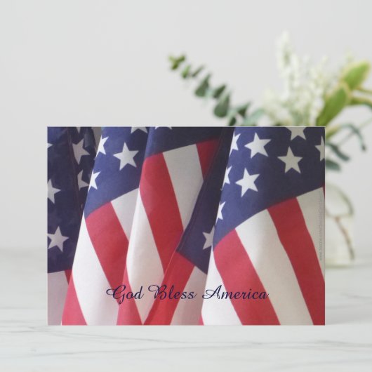 4e juli Barbeque Invitation, Amerikaanse vlaggen Kaart (Staand voorkant)