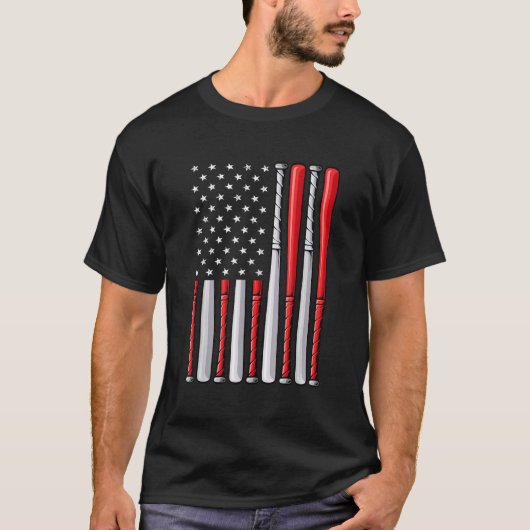 4e juli - Baseball Apparel Softball Flag American  T-shirt (Voorkant)