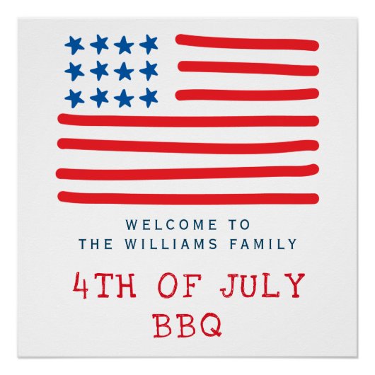 4e juli BBQ | Amerikaanse vlag - Welkom Perfect Poster (Voorkant)