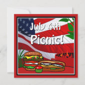 4e juli BBQ Grill Picnic Hamburger Hotdog Kaart (Voorkant)