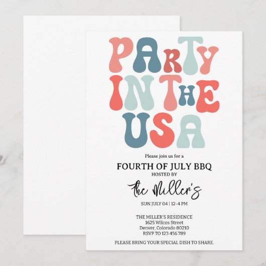 4e juli BBQ Kaart (Voorkant / Achterkant)