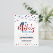 4e juli BBQ Modern Stars Stripes Red White Blue Uitnodiging Briefkaart (Staand voorkant)