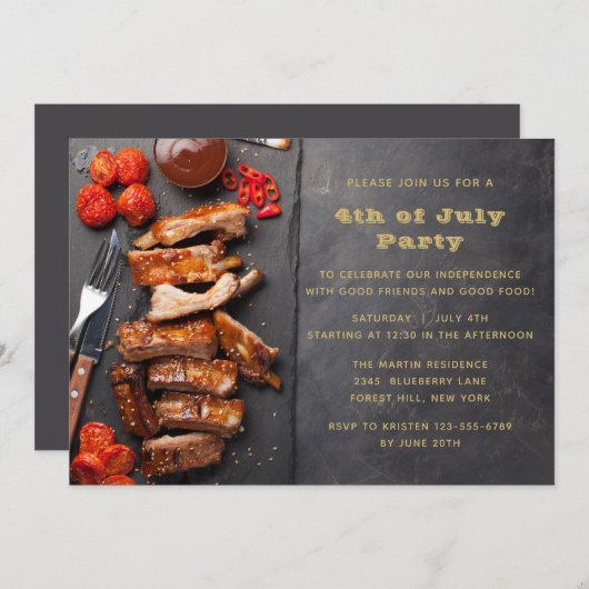 4e juli BBQ Party Kaart (Voorkant / Achterkant)
