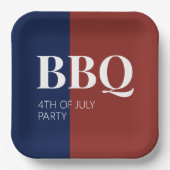 4e juli BBQ Party Papieren Bordje (Voorkant)